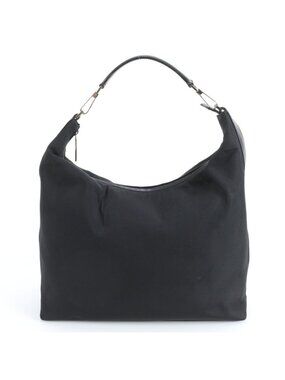 Gucci Vintage Hobo Leather Nylon Shoulder Bag Hand Black Rem